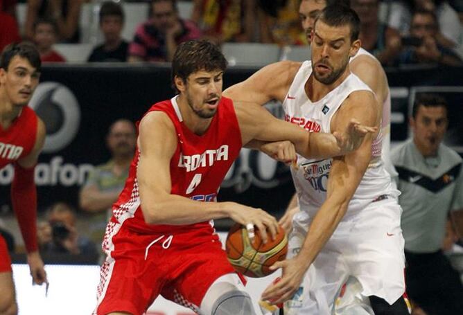Los dos jugadores, frente a frente en el amistoso en el que España se ha impuesto a Croacia por 82-64.