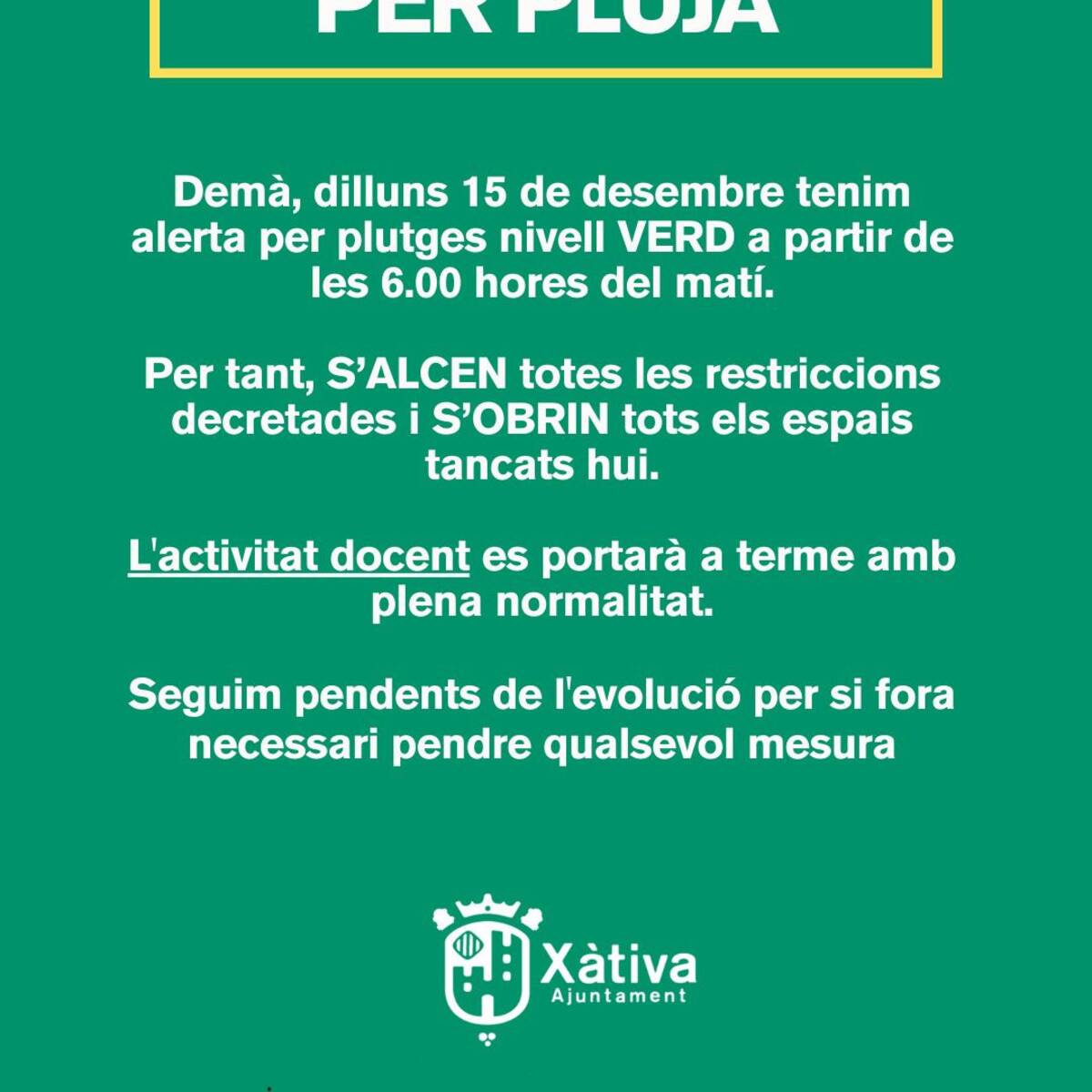 Xàtiva se levanta sin restricciones