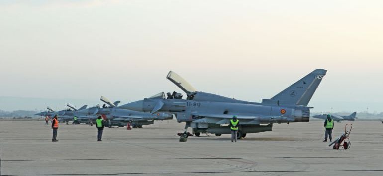 Aviones &quot;Eurofighter&quot; en la base aérea de &quot;Los Llanos&quot; de Albacete