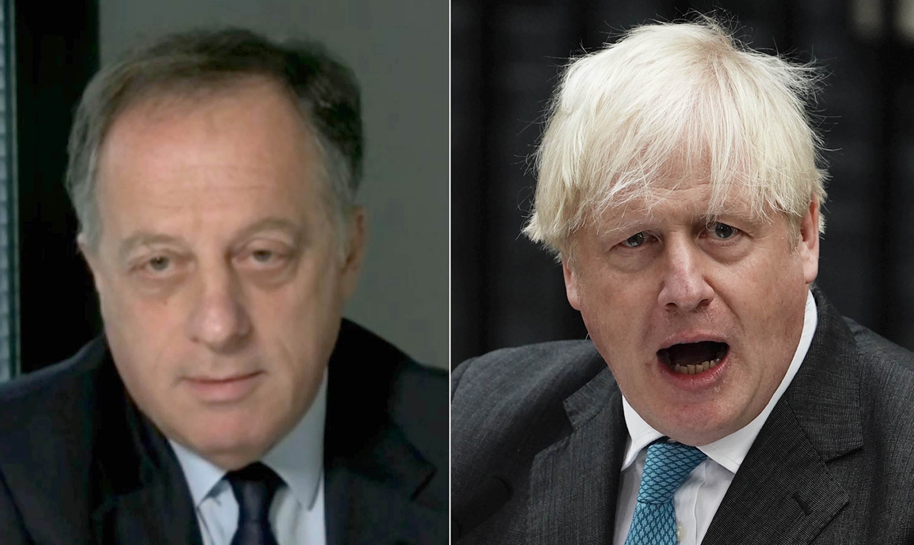 El presidente de la BBC, Richard Sharp, y el ex primer ministro británico Boris Johnson