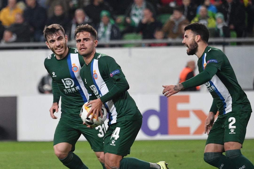 El Espanyol celebra uno de los goles