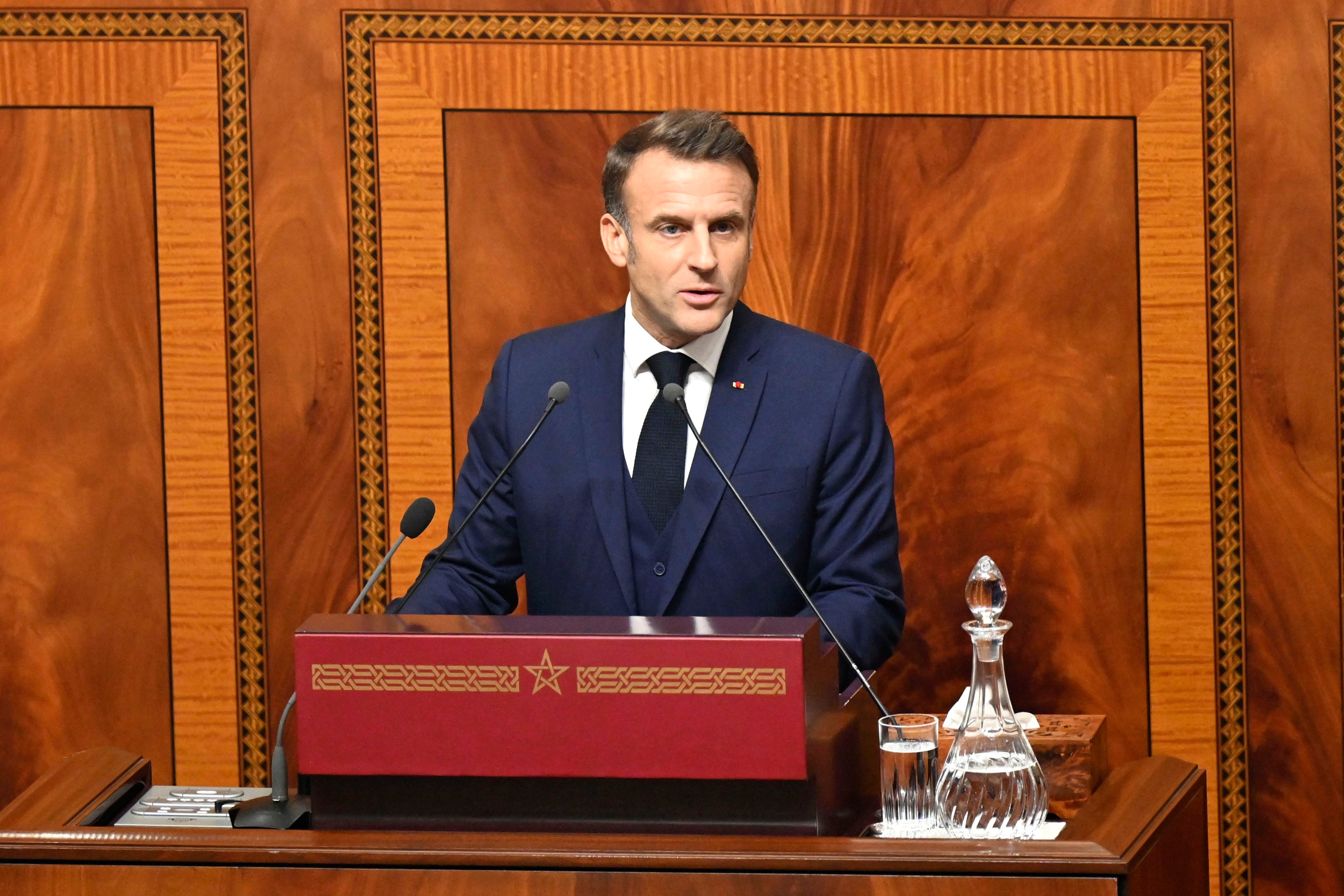 El presidente francés Emmanuel Macron en Rabat