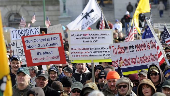 Una de las manifestaciones en EEUU en contra del control de armas.