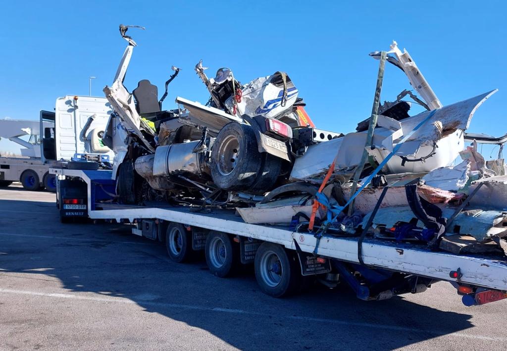 Estado en el que ha quedado la cabina del camión de Comotrans en el accidente ocurrido en Murcia