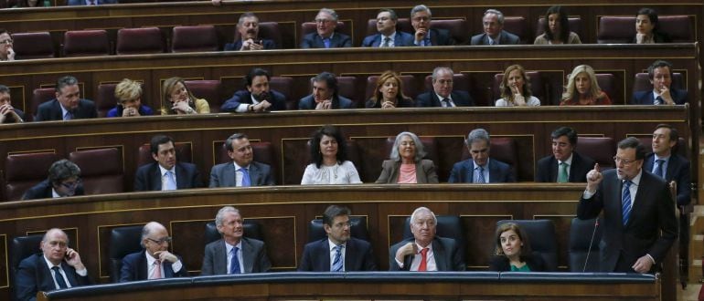 El presidente del Gobierno, Mariano Rajoy, durante una de sus intervenciones.