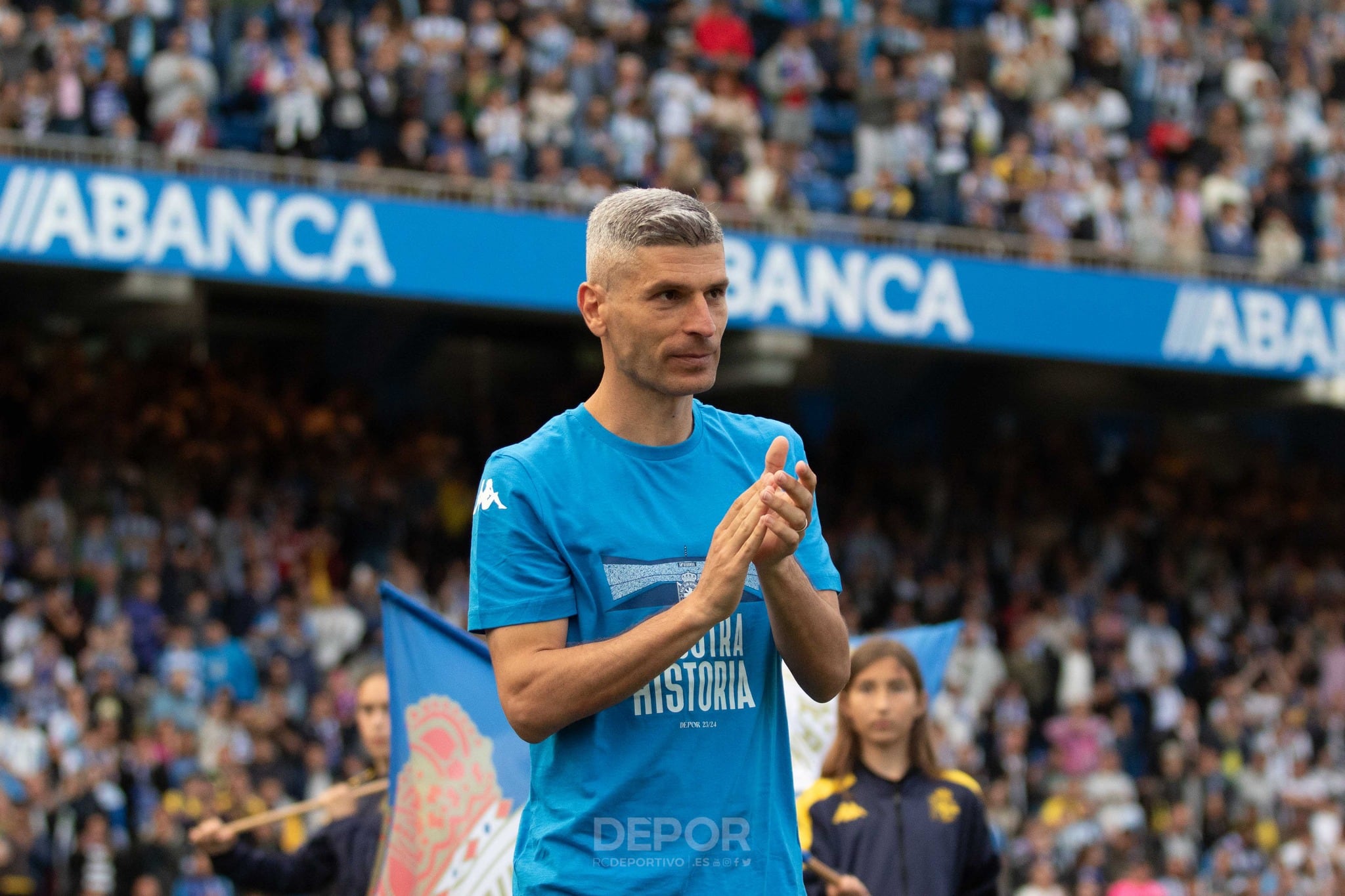 Salva Sevilla, en la celebración de su último ascenso con el Dépor