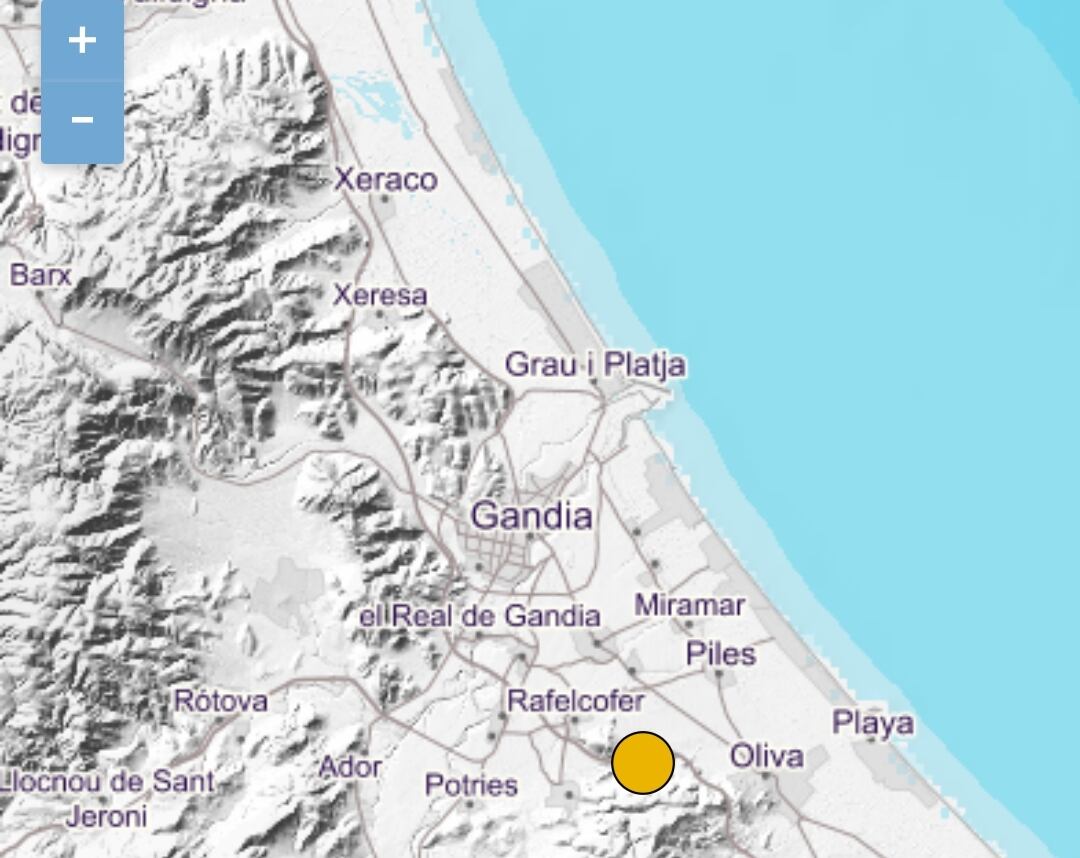 Captura de la aplicación IGN, con la situación del terremoto
