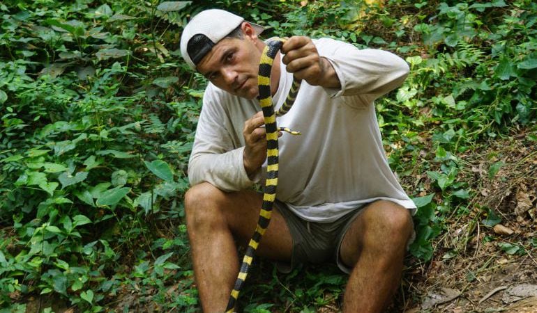 El presentador &#039;Frank de la Jungla&#039; durante la grabación de un programa.