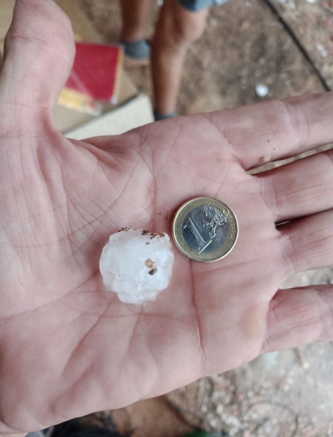 Muestra del granizo que cayó en Aspe y La Romana