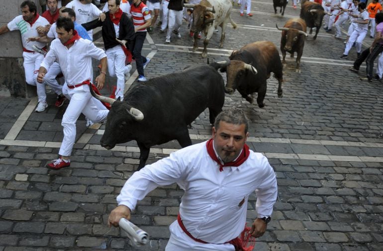 Cuarto encierro de San Fermín de este viernes 10 de julio con toros de la ganadería de Fuente Ymbro