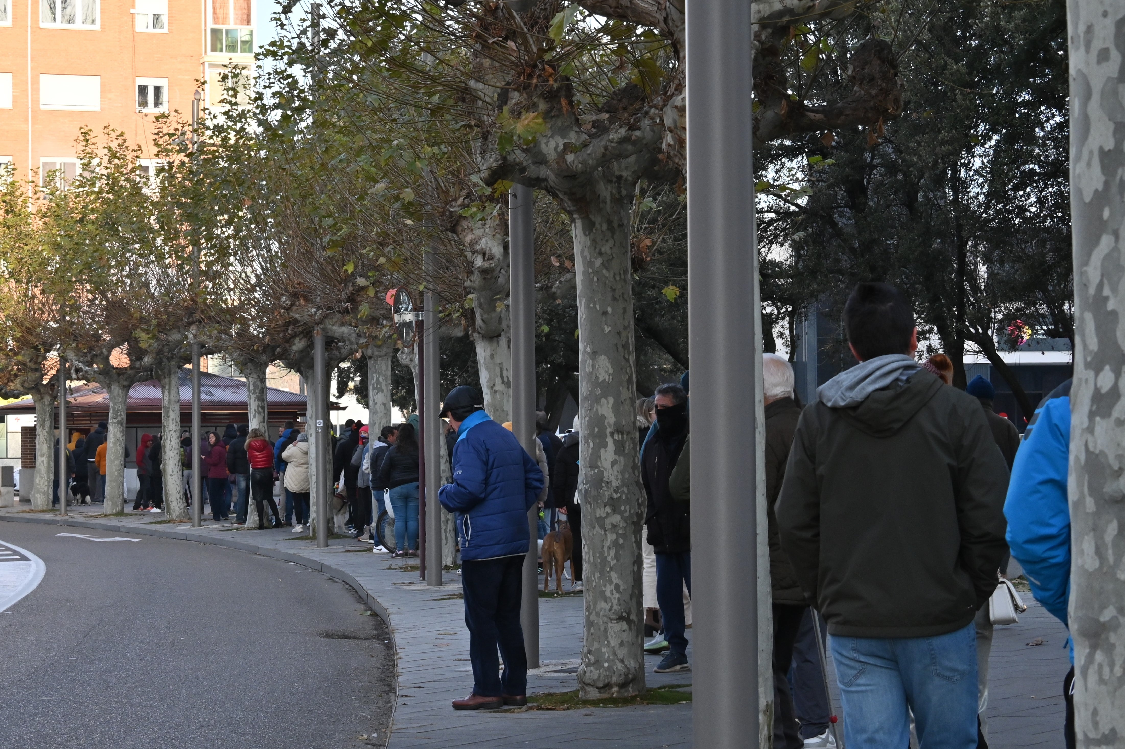 Los palentinos guardan largas colas para comprar una docena de churros, una tradición del día del Sorteo de la Lotería de Navidad. Desde primeras horas de la mañana y con unas temperaturas heladoras muchos deciden esperar la suerte con un buen chocolate con churros, aunque eso implique hacer cola durante más de una hora y media en la churrería más famosa de Palencia. EFE/ Almudena Álvarez