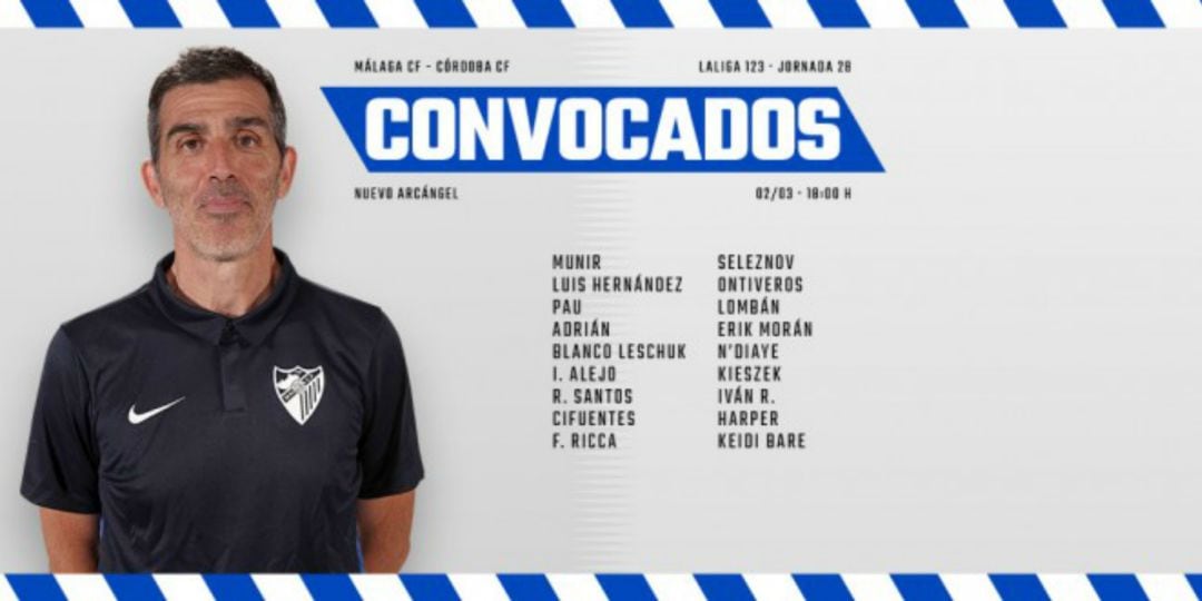 Imagen con la que el Málaga anunció la convocatoria ante el Córdoba