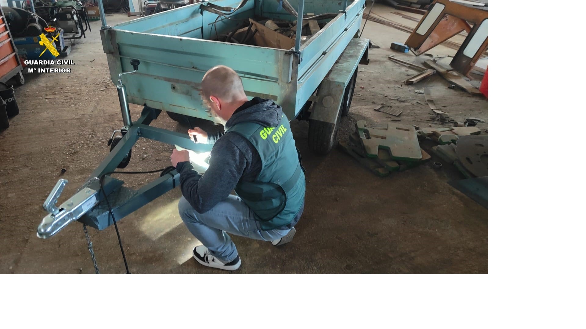 Localizado un taller mecánico ilegal en la Comarca de Somontano. Foto: Guardia Civil