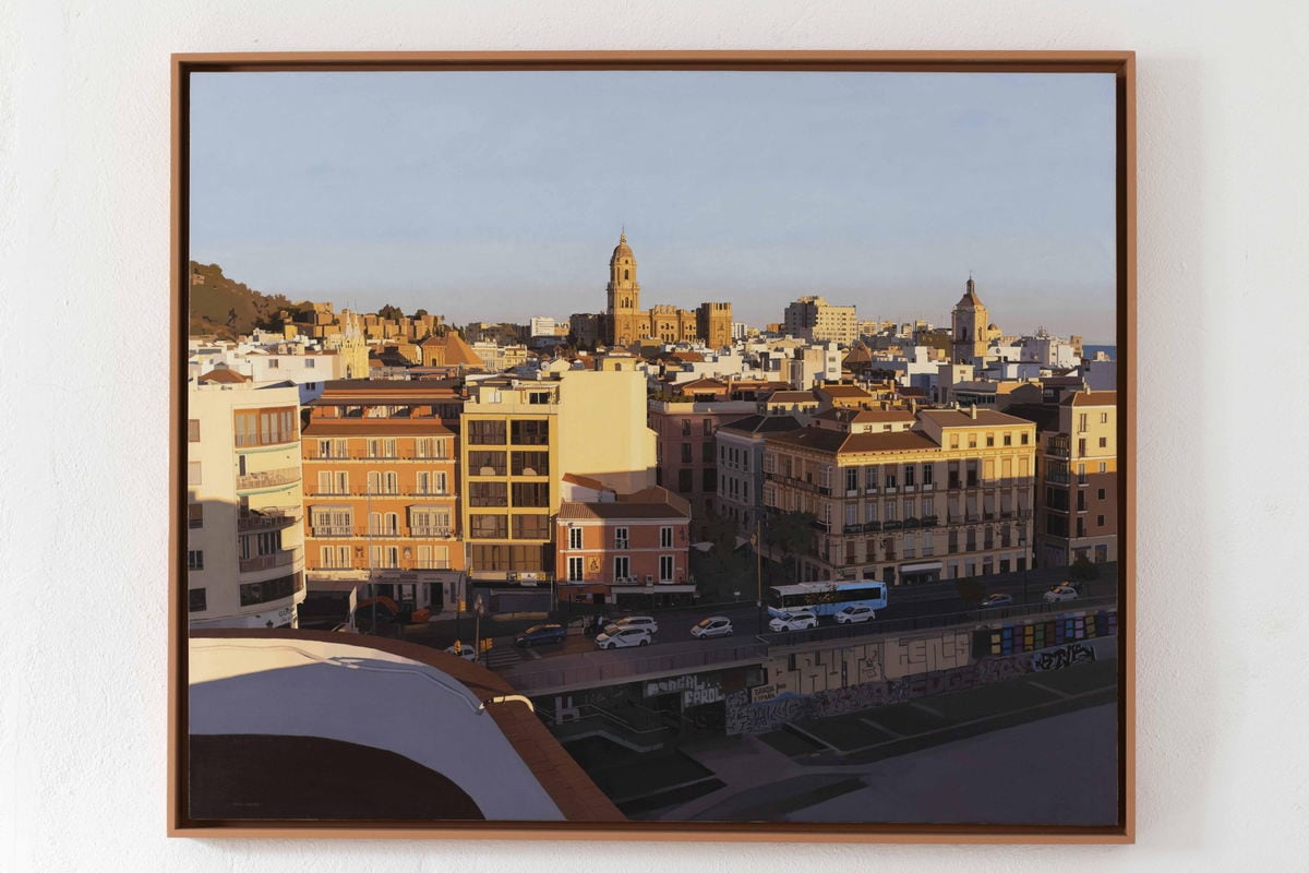 Una de las pinturas del artista sanroqueño, Isaac Cruces, colgadas en la Galería Benedito de Málaga