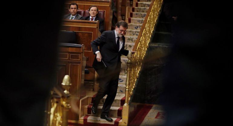 El presidente del Gobierno, Mariano Rajoy, durante la sesión de control al Gobierno celebrada hoy en el Congreso de los Diputados.