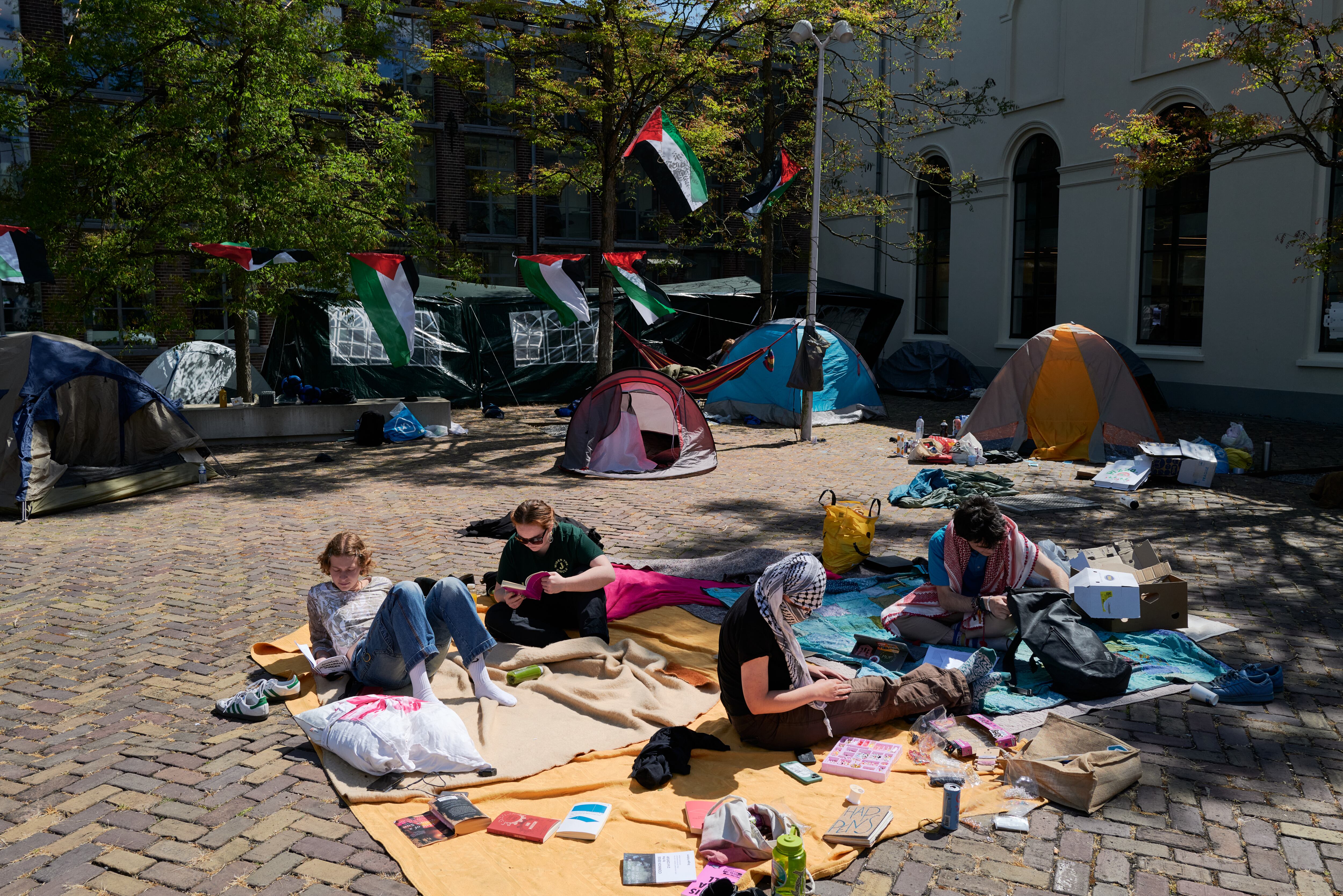 Campamento propalestina en la Universidad de Utrecht, Países Bajos, el 9 de mayo de 2025. Pierre Crom/Getty Images.