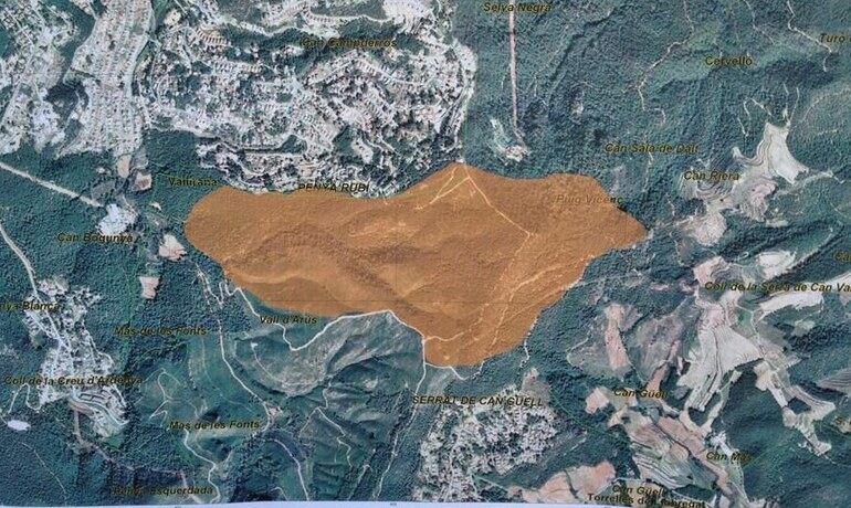 Mapa dels bombers que mostra la zona afectada per l&#039;incendi