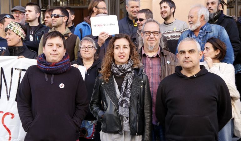 Pla mig de Santi Fortuny, Laia Estrada i Jordi Martí, tres dels investigats per la vaga general del 3-O a Tarragona.