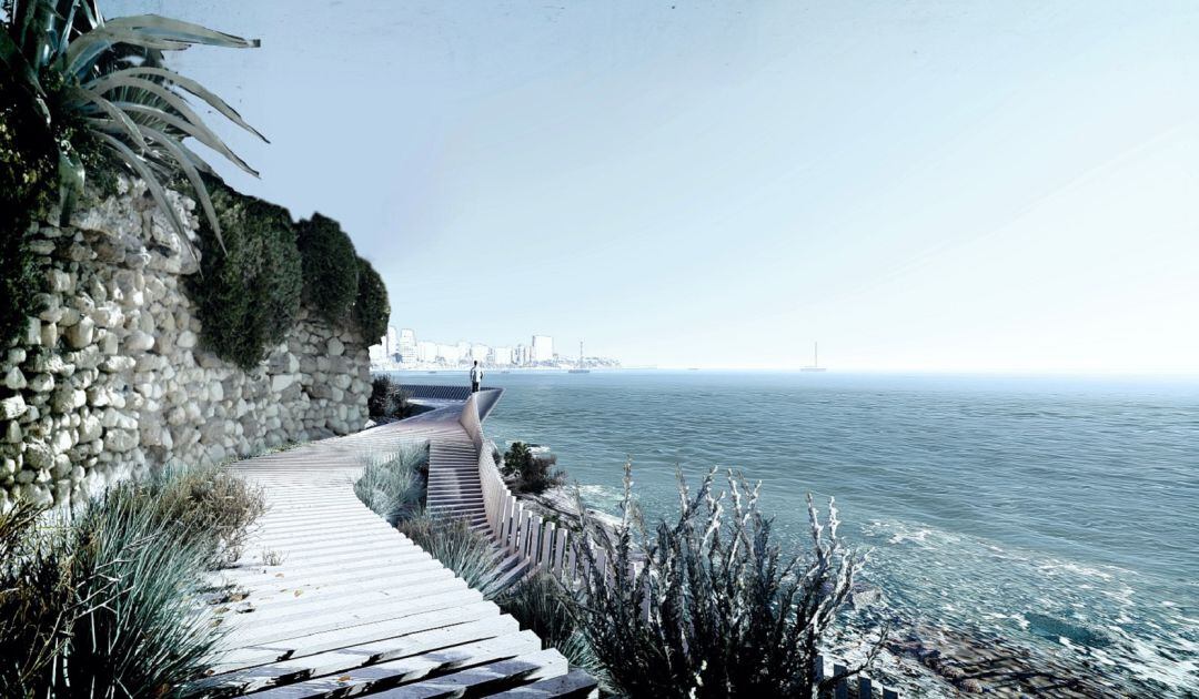 Recreación de un tramo del proyecto del paseo litoral que resultó vencedor en el concurso de ideas de febrero