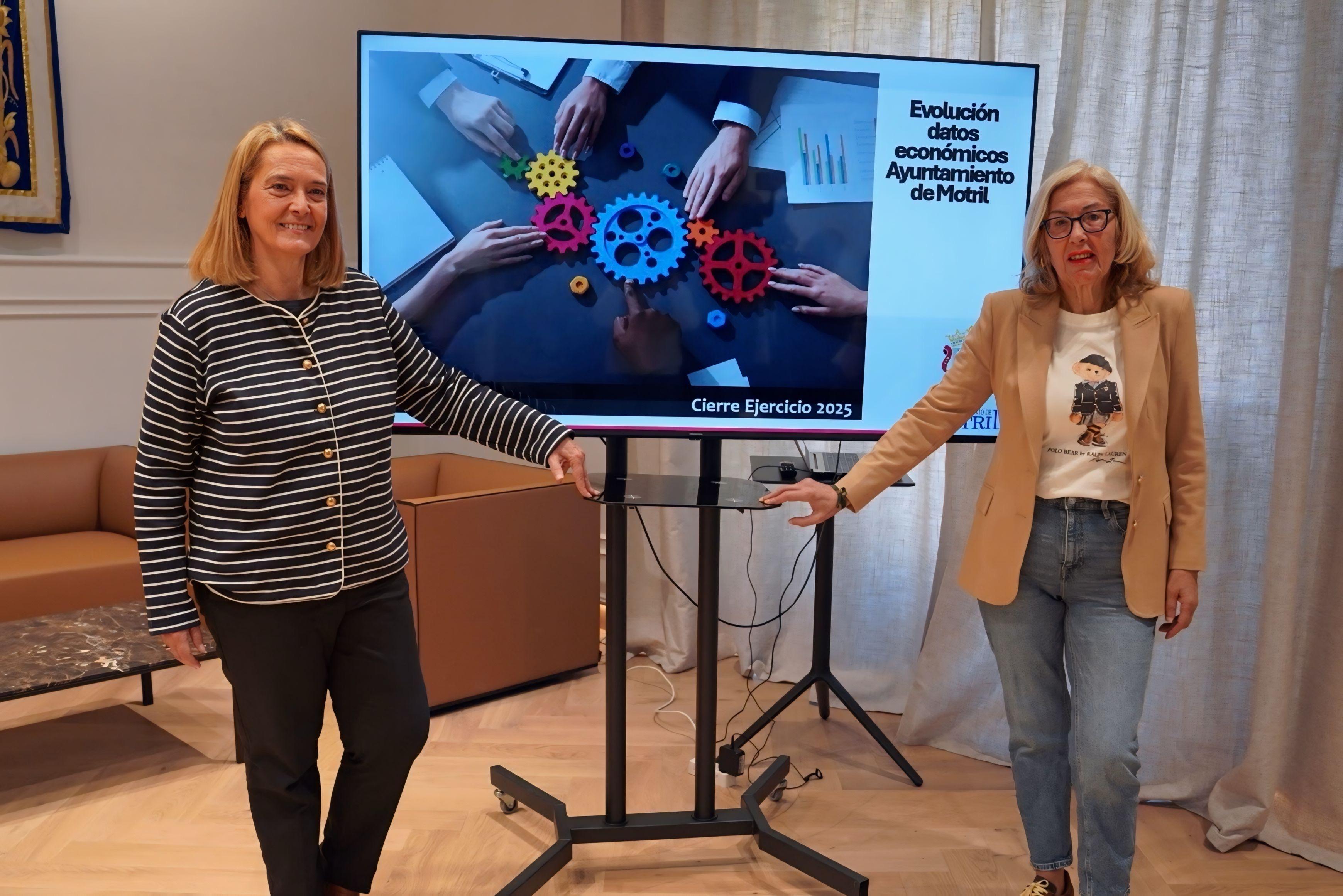 La alcaldesa, Luisa García, y la teniente alcalde, Mari Ángeles Escámez, presentan la evaluación económica de Motril