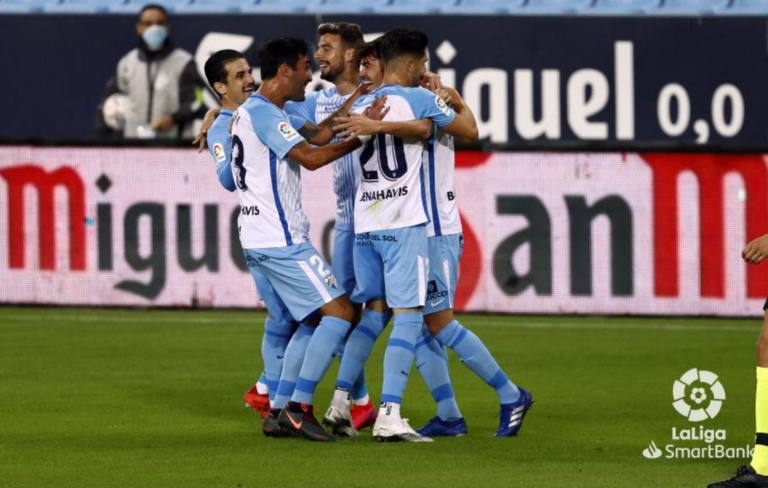 El Málaga celebrando un gol