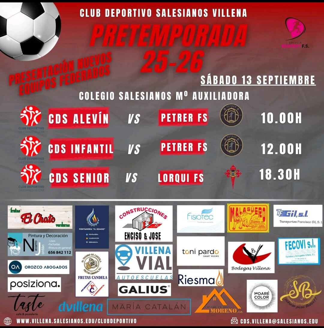 Cartel de los partidos previstos