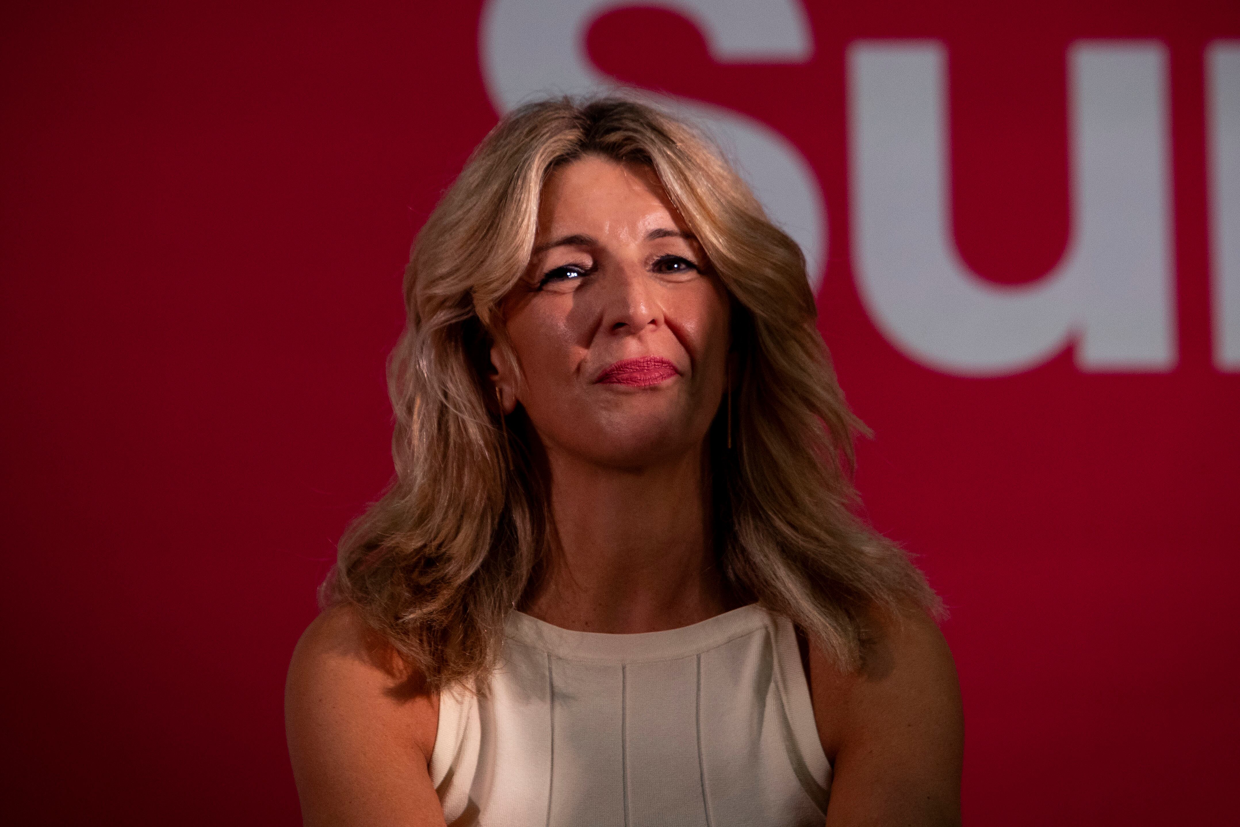La vicepresidenta segunda en funciones del Gobierno, Yolanda Díaz, durante el acto político que Sumar ha celebrado en Cádiz.