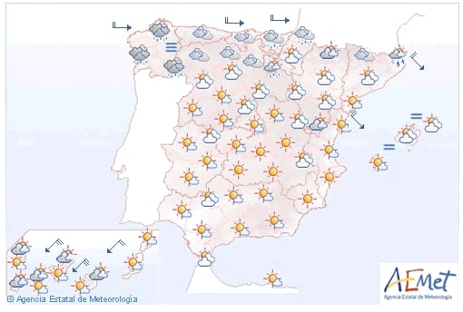 Aemet prevé para el miércoles 30 de abril, a las puertas del puente de mayo, nubes y posibilidad de precipitaciones en el norte de la Península