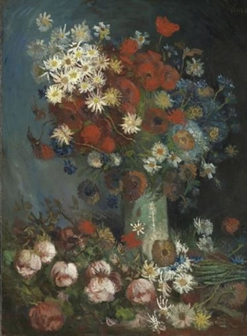 &#039;Naturaleza muerta floral con amapolas y rosas&#039; de Van Gogh