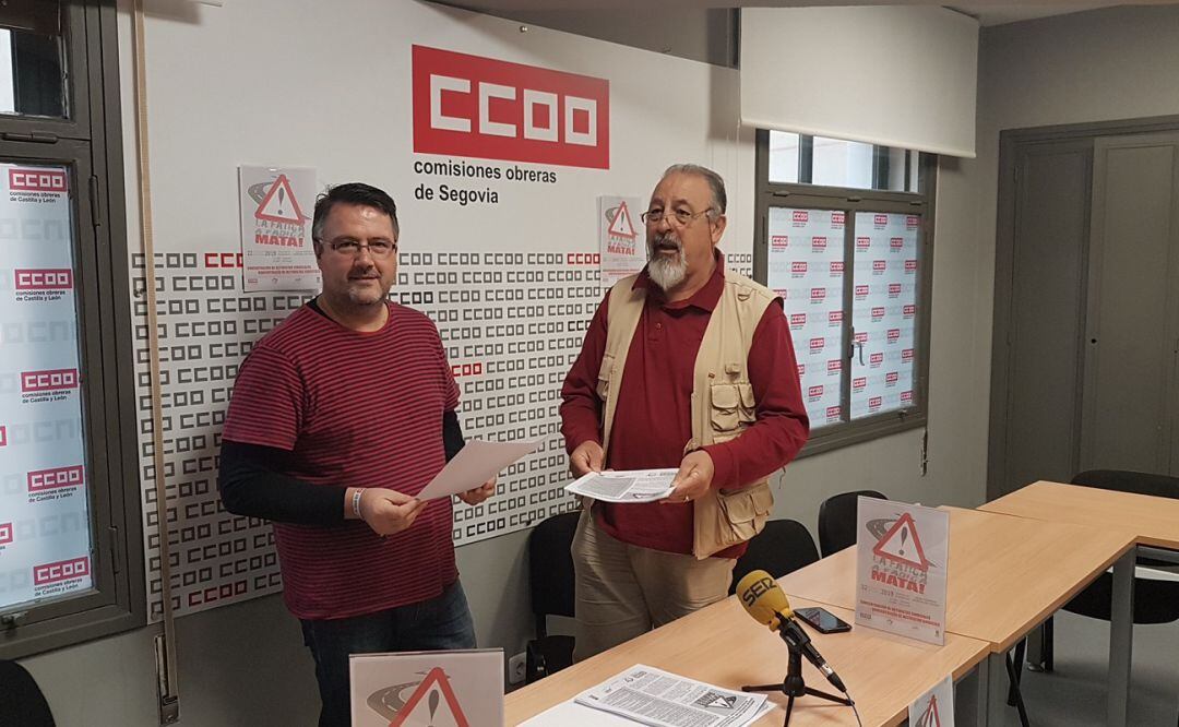 Marcos Tarilonte y José Andrés Orejana durante la presentación de la campaña "la fatiga mata"