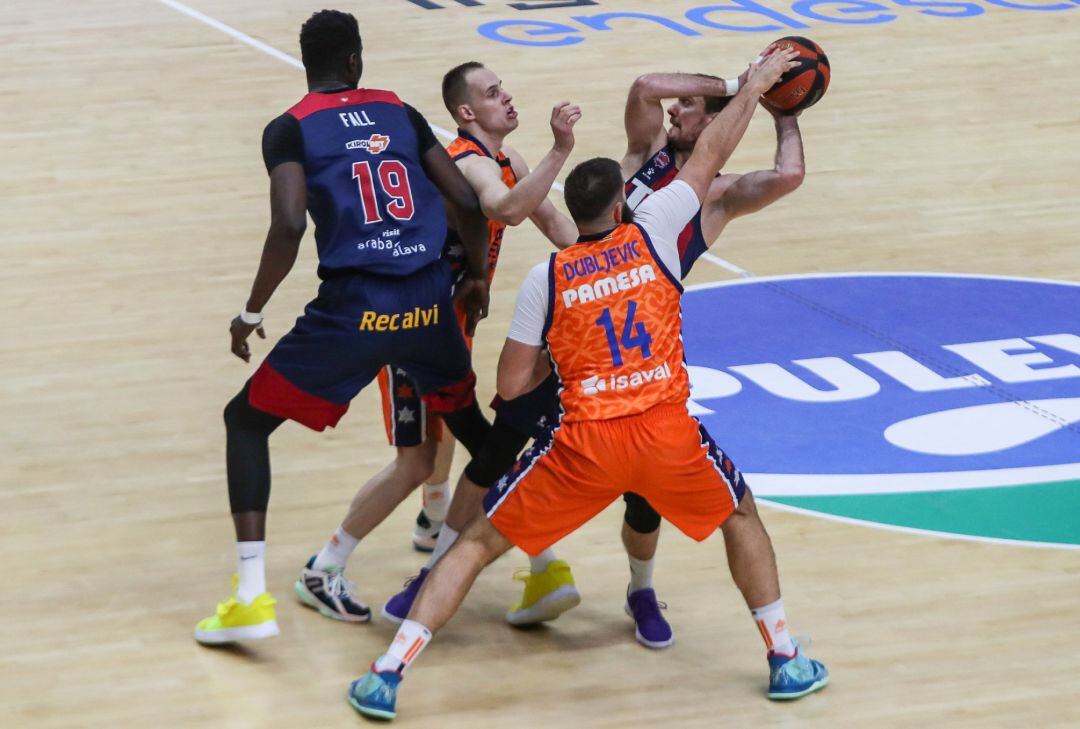 Bojan Dubljevic of Valencia Basket in action during the spanish league ACB  basketball match played between Valencia Basket  