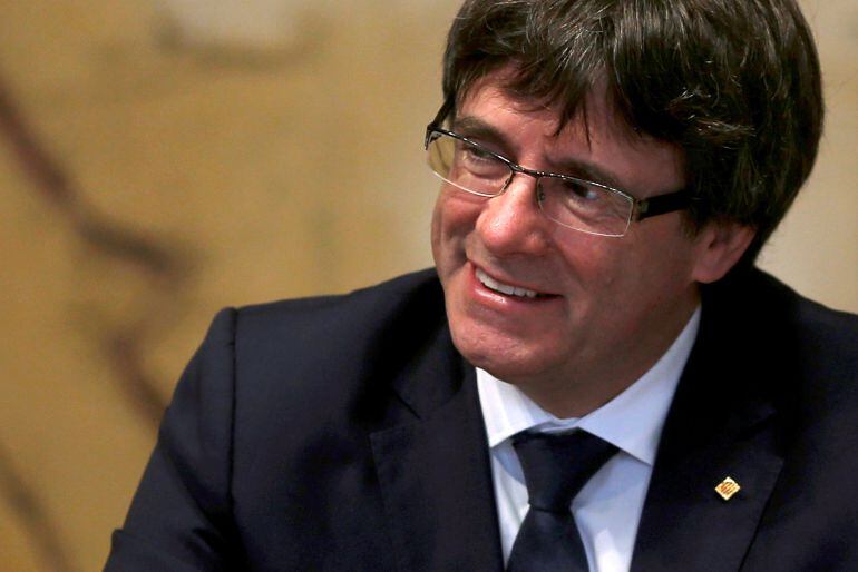 El expresidente catalán, Carles Puigdemont, durante un acto