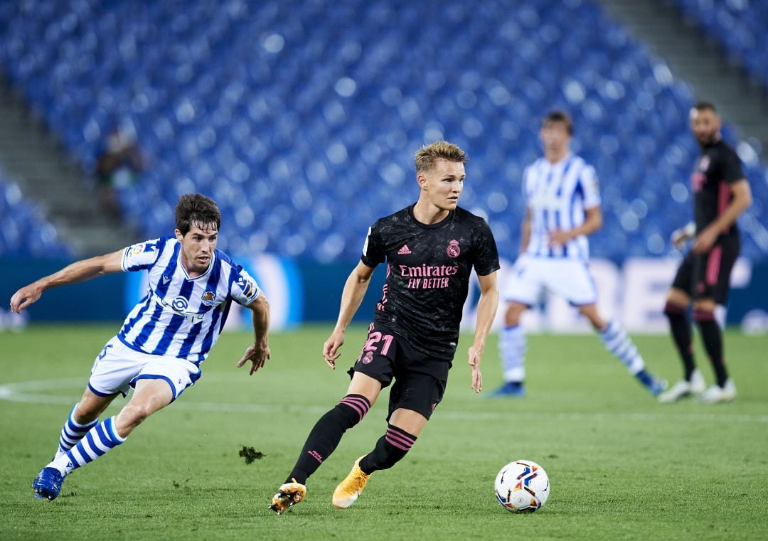 Odegaard, durante el partido contra la Real Sociedad.