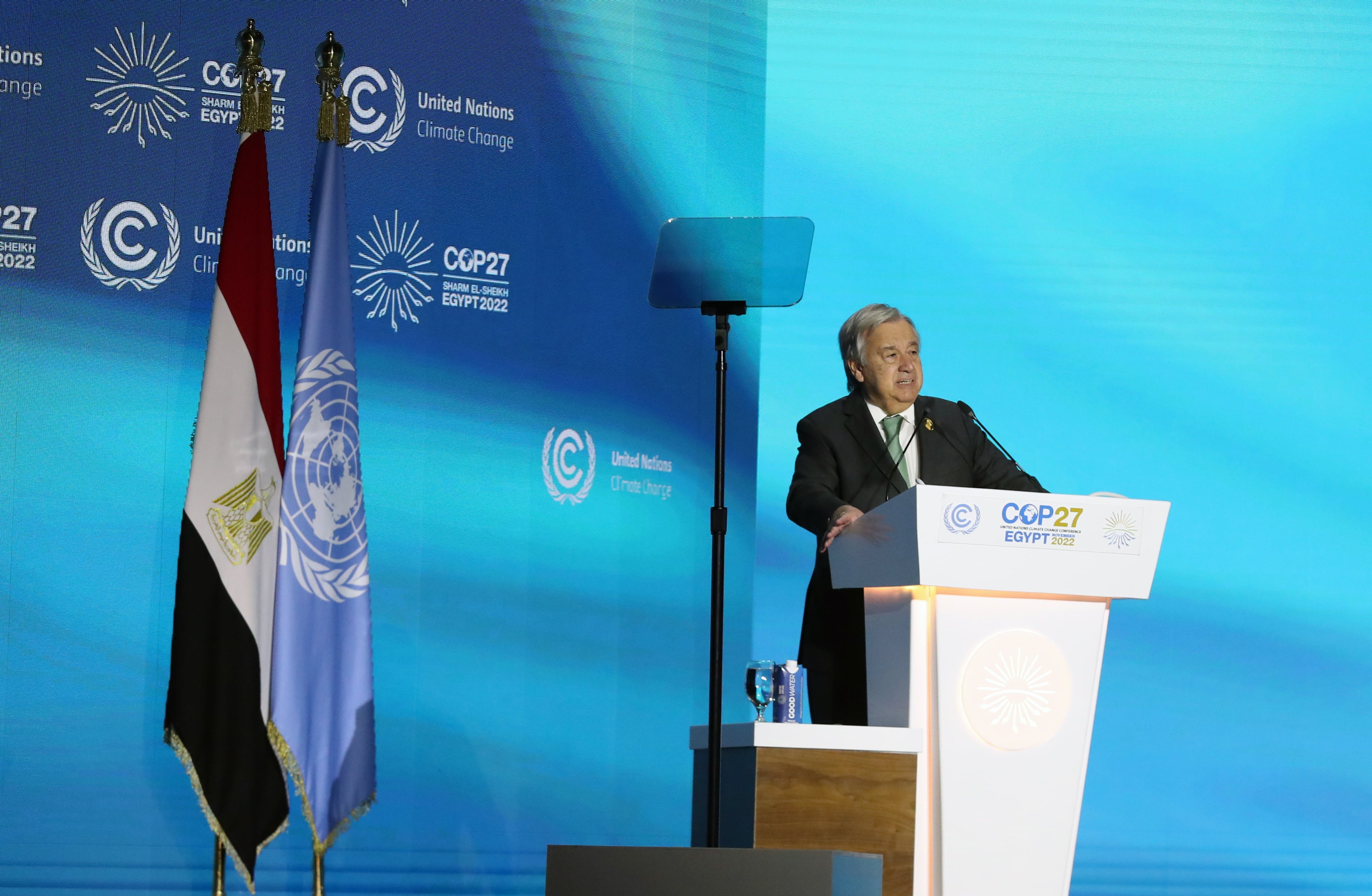 Antonio Guterres interviene en la cumbre del clima de Egipto.