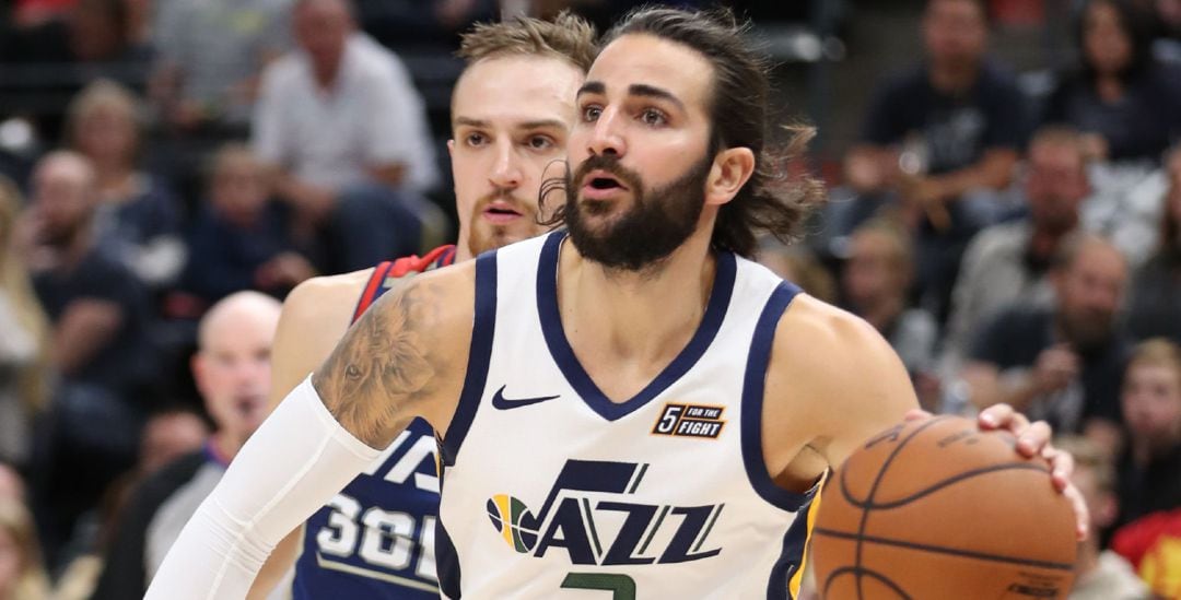 Ricky Rubio, durante un encuentro de la pretemporada