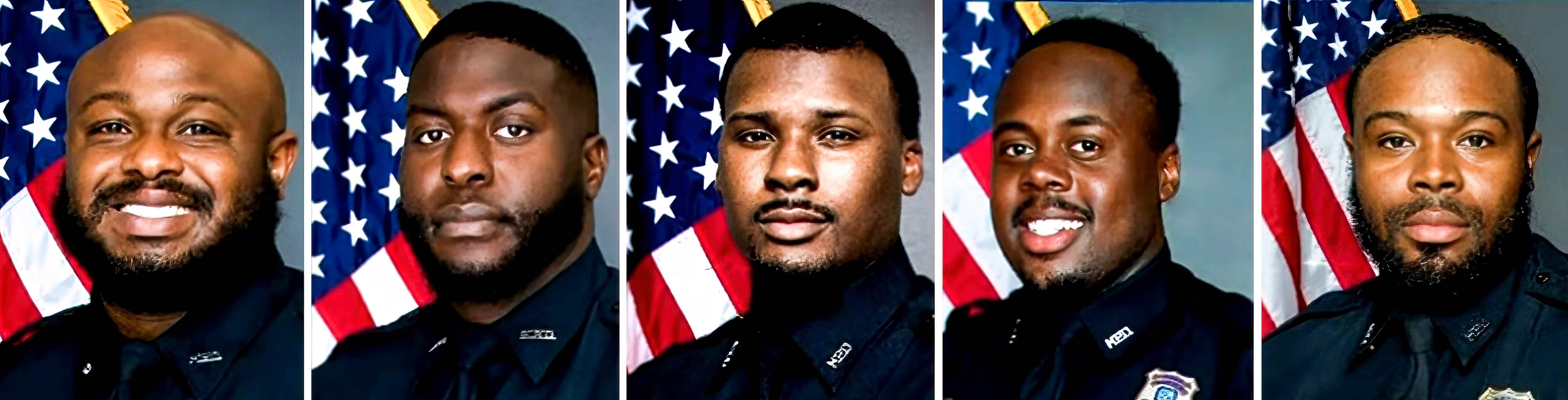 Memphis (United States), 26/01/2023.- A combo photo provided by the Memphis Police Department shows (from Left) MPD officers Desmond Mills,Jr., Emmitt Martin III, Justin Smith, Tadarrius Bean, and Demetrius Haley, who all face multiple charges including second degree murder in the death of 29 year old Tyre Nichols in Memphis, Tennessee, USA (issued 26 January 2023.) According to reports Nichols was stopped for reckless driving by the officers and beaten on 07 January 2023. Nichols died three days later in the hospital. (Estados Unidos) EFE/EPA/MEMPHIS POLICE DEPARTMENT / HANDOUT EDITORIAL USE ONLY / NO SALES HANDOUT EDITORIAL USE ONLY/NO SALES
