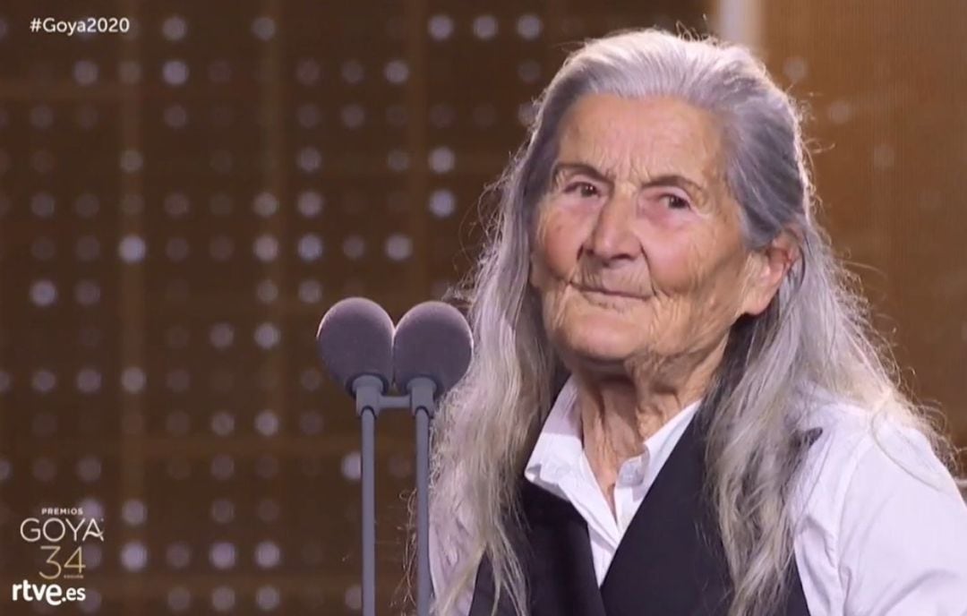 Benedicta Sánchez durante su discurso en los Goya