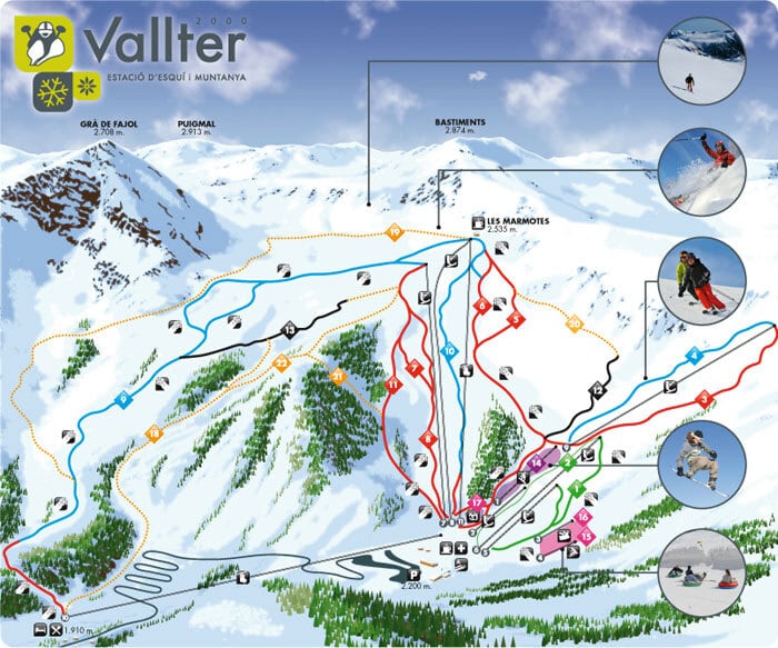 Nuevos modelos de negocios en la montaña en las estaciones. Plano de Pistas