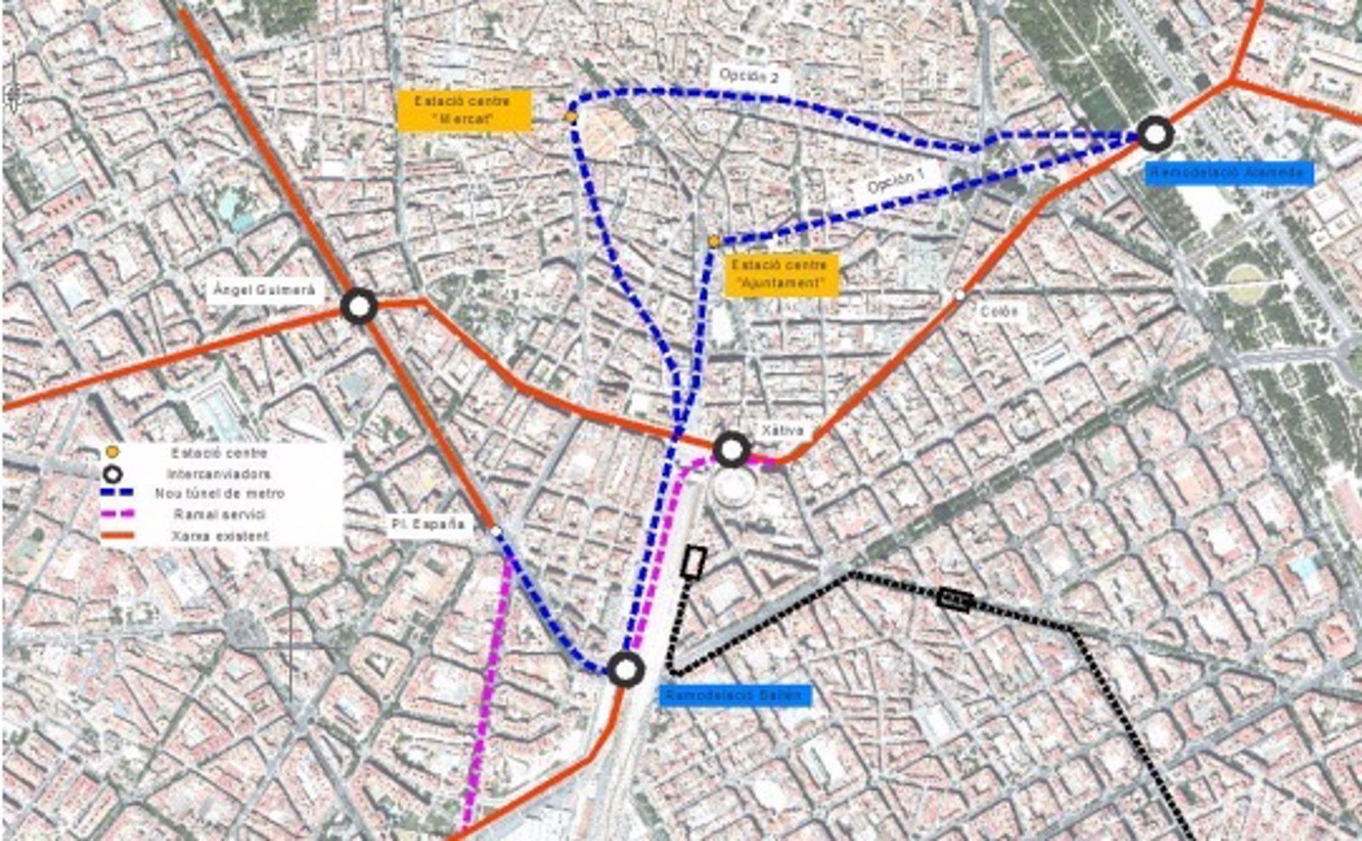 Diseño de las distintas opciones para construir el túnel de Metrovalencia entre las estaciones de Bailén y Alameda