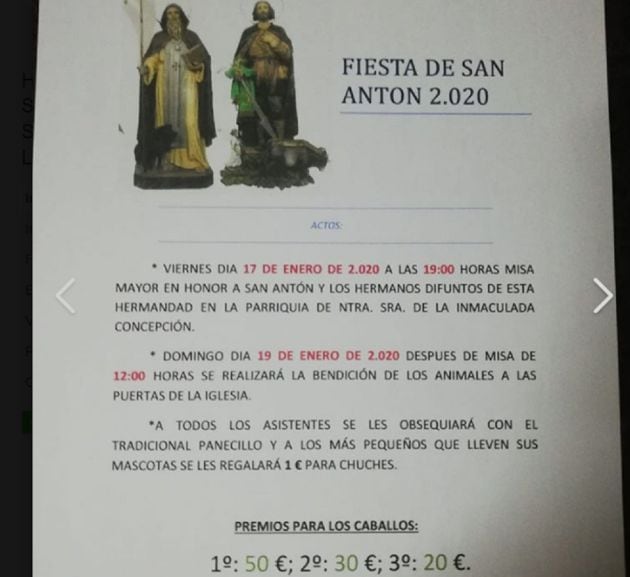 Cartel de los actos de la Festividad de San Antón en Almagro