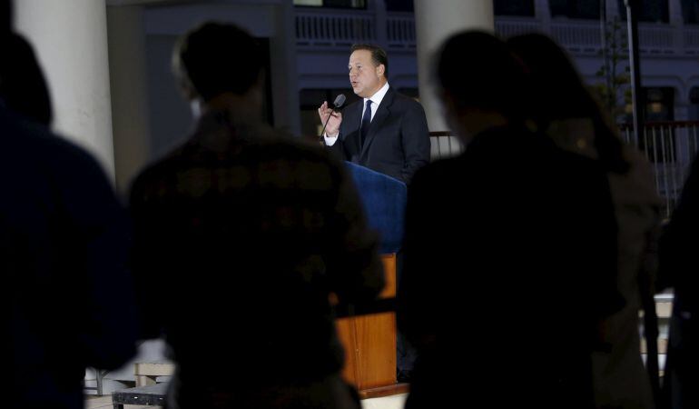 El presidente panameño, Juan Carlos Varela, durante la rueda de prensa.