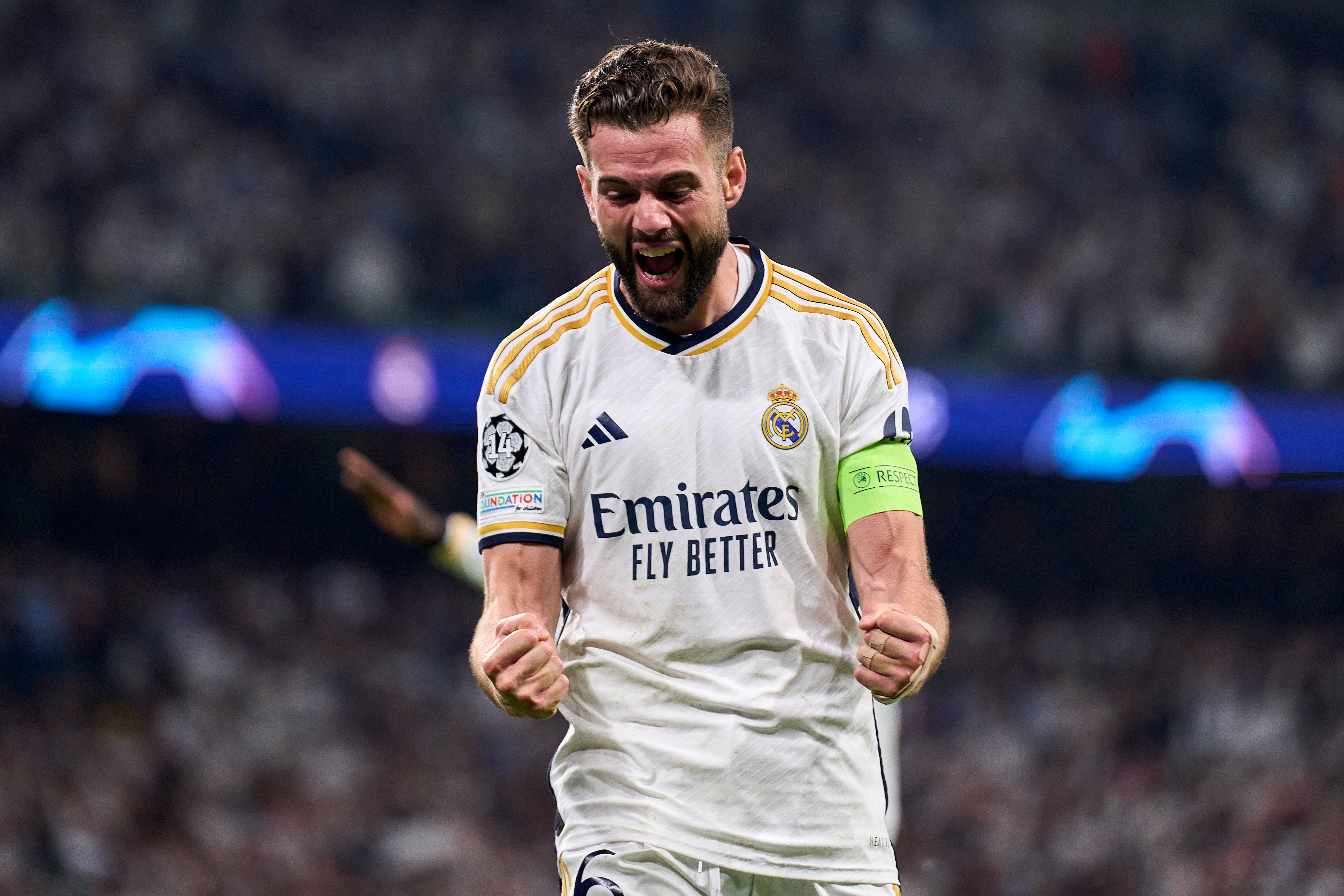 Nacho Fernández celebra el pase a la final de la Champions League 2024