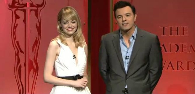 El director Seth MacFarlane y la actriz Emma Stone han sido los encargados de anunciar las palículas que competirán en las diferentes categorías