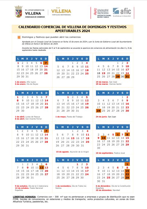 Calendario comercial 2024