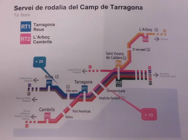 Mapa de les Rodalies del Camp de Tarragona.