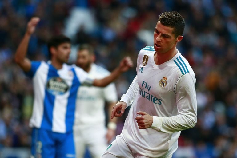 Cristiano Ronaldo, en el partido del Bernabéu ante el Deportivo.