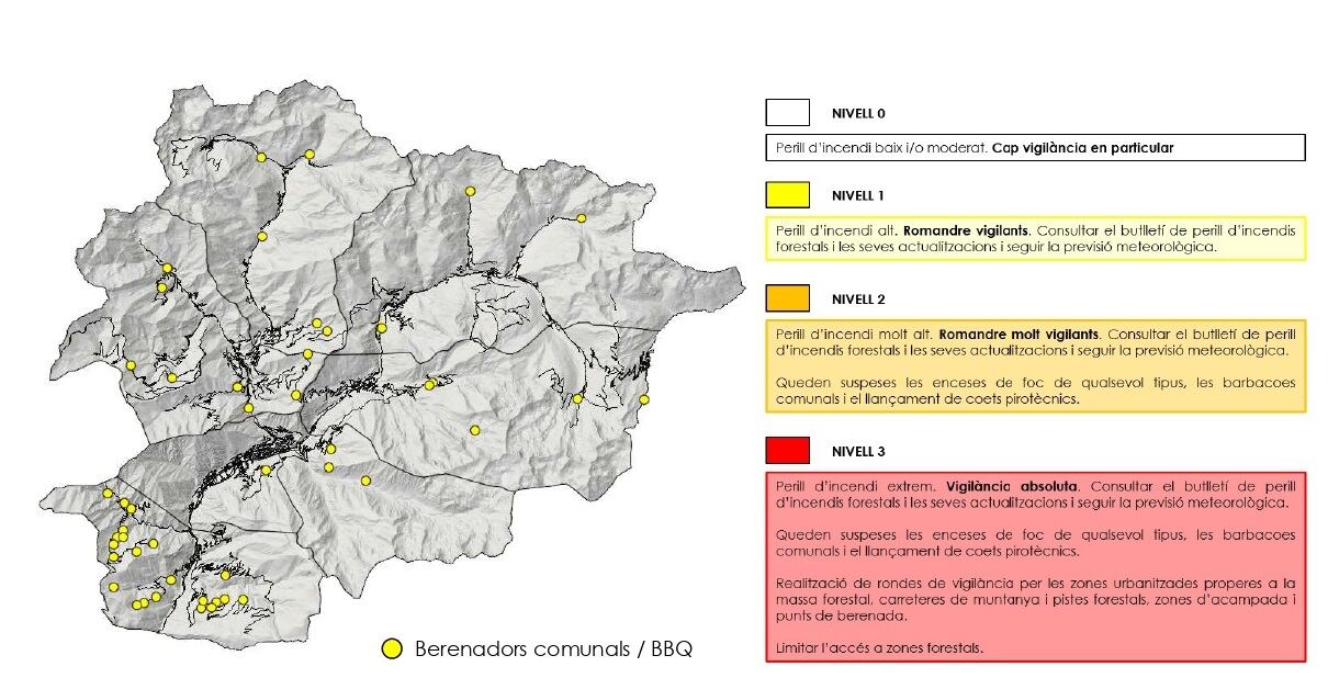 El mapa actual de perill d'incendis.