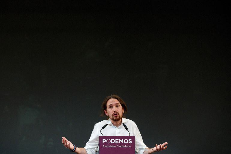 El líder de Podemos, Pablo Iglesias, en la elección de candidatos del partido para las próximas elecciones generales