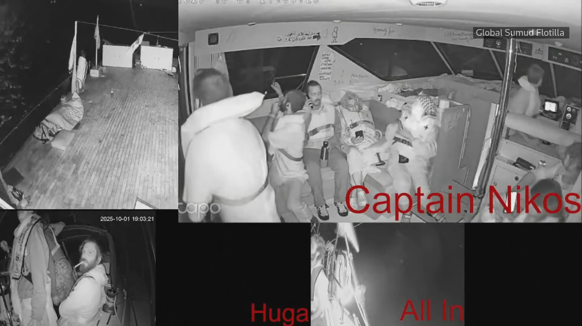 Carlos de Barrón, periodista a bordo de la flotilla, relata la situación de la embarcación: "Estamos nerviosos y preparados para lo que pueda suceder"