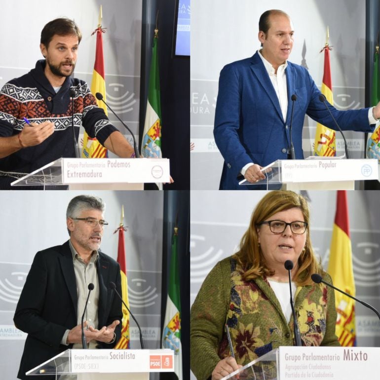 De izquierda a derecha y de arriba abajo: Jaén (Podemos), Hdez. Carrón (PP), V.García (PSOE) y Domínguez (C´s)